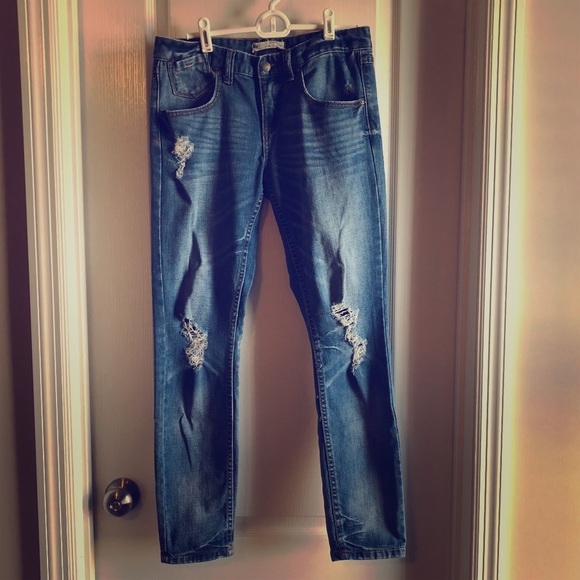 Free People Denim - Free People slim crop distressed jean
